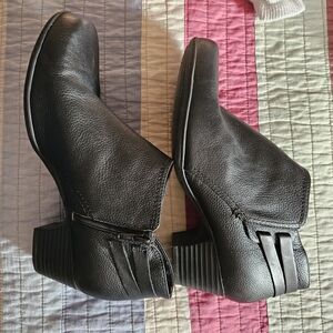 Clarks Black Leather Ankle Booties
